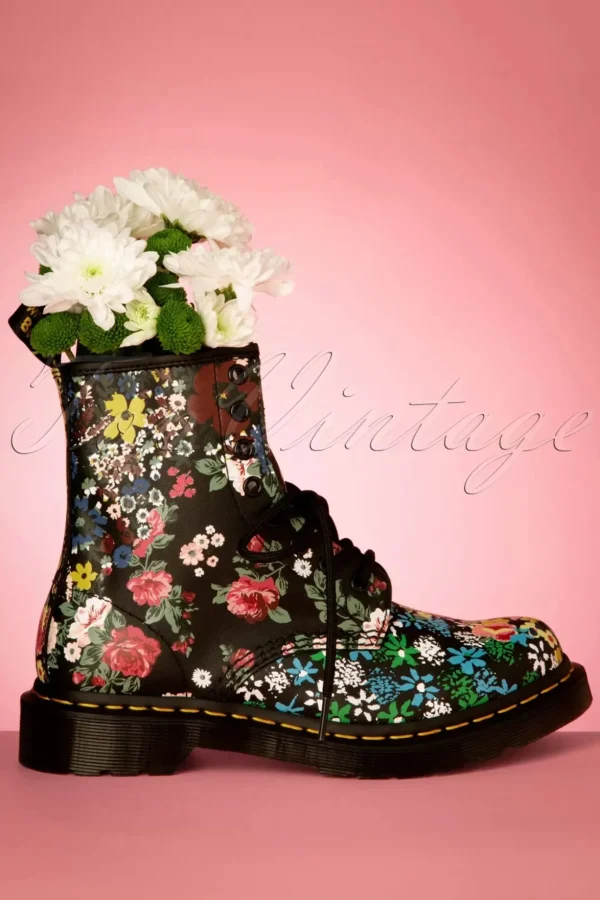 1460 Pascal Floral Mash Up Backhand Laarzen In Zwart-Dr. Martens Fashion