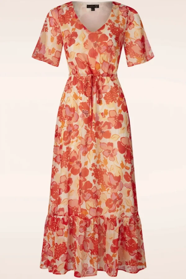 Patricia Floral Maxi Jurk In Oranje-Smashed Lemon Shop