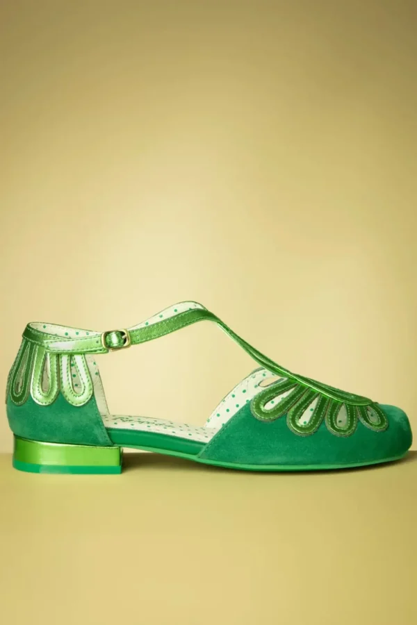 Penny Suede Dainty Ballerina's In Groen-Lola Ramona New