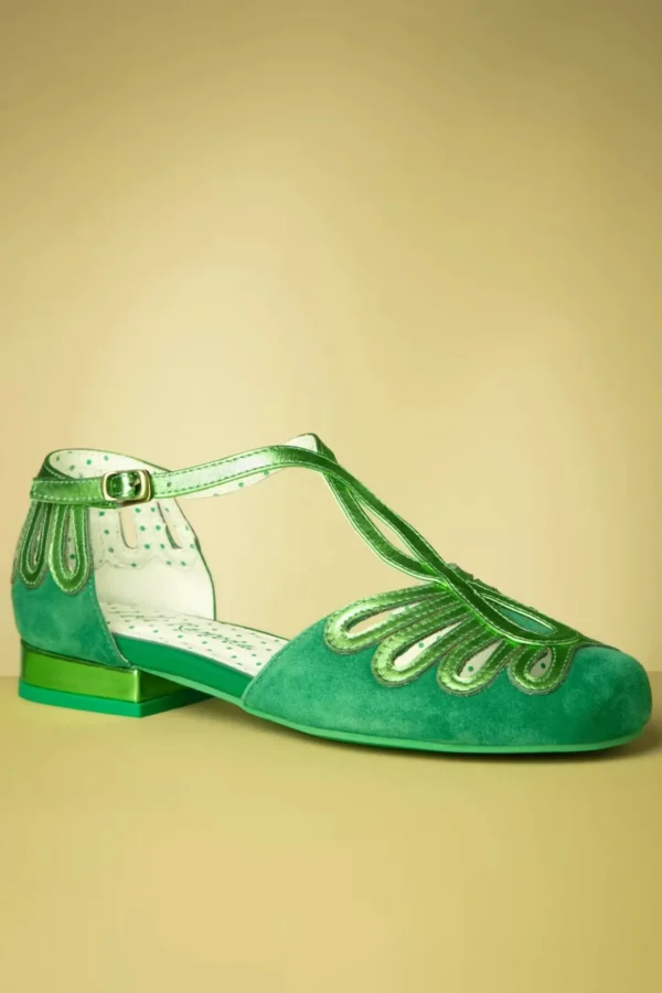 Penny Suede Dainty Ballerina's In Groen-Lola Ramona New