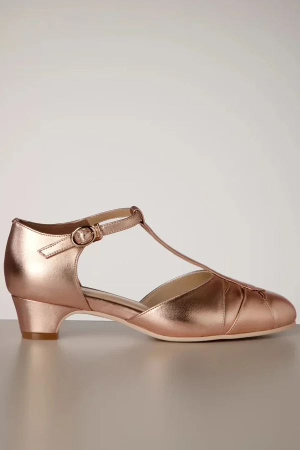 Petit Monaco T-Strap Pumps In Rose Goud-Charlie Stone Store