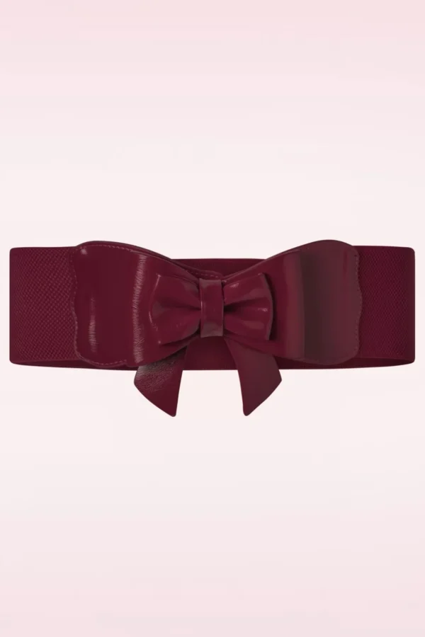 Play It Right Bow Belt In Bordeauxrood-Banned Retro Online