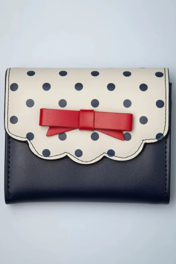 Poppy Polka Portemonnee In Navy En Wit-Banned Retro Hot