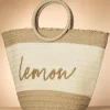 Raffia Boho Draagtas In Zand-Smashed Lemon Hot