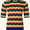 Rainbow Waves Jumper In Multi-Banned Retro Hot