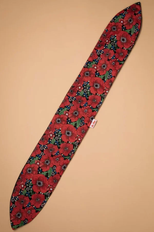 Retro Poppies Haarsjaal In Zwart En Rood-Be Bop a Hairbands Outlet