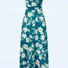 Rinda Bloemen Maxi Jurk In Blauw-Vintage Chic for Topvintage Best