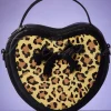 Rockabilly Heart Handtas In Zwart En Leopard-Banned Retro Online