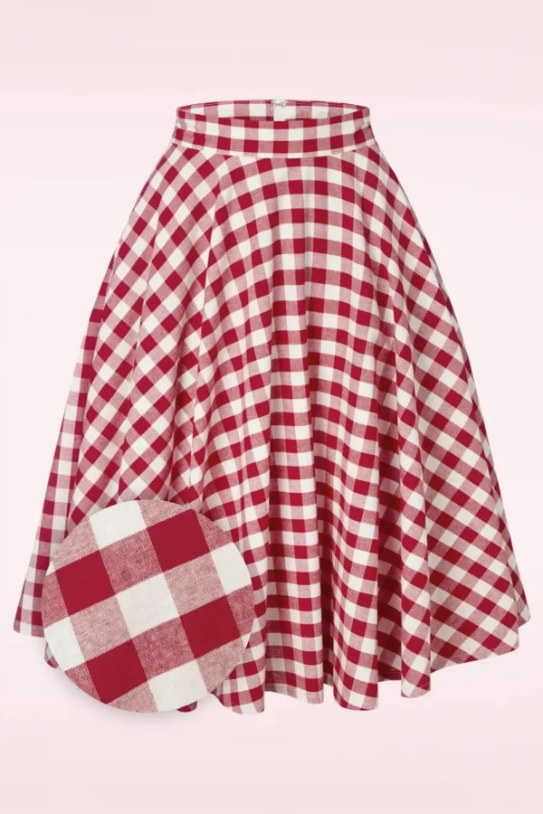 Row Boat Date Check Swing Rok In Rood-Banned Retro Flash Sale