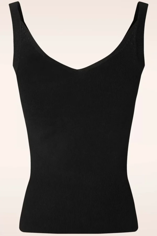 Sadie Top In Zwart-Zilch Clearance