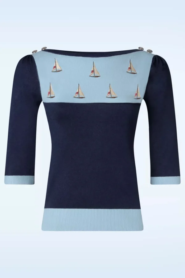 Sail Away Trui In Blauw-Vixen Discount