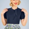 Sandy Loves Danny Top In Marineblauw-Banned Retro Best Sale