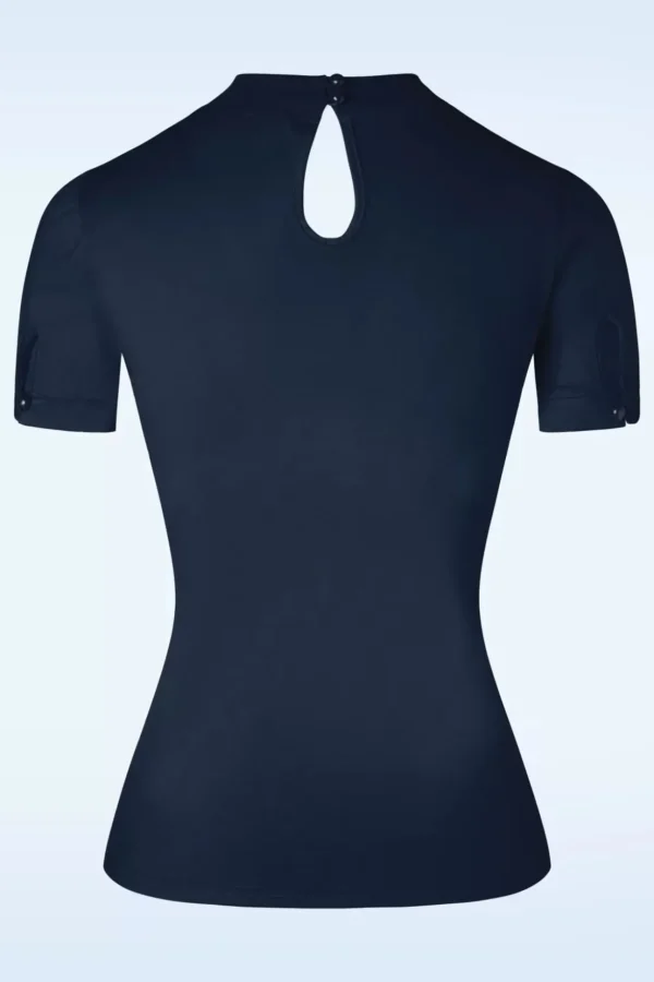 Sandy Loves Danny Top In Marineblauw-Banned Retro Best Sale