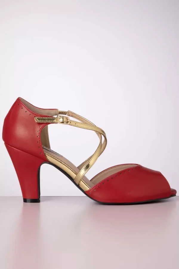 Sassy Dance Peeptoe Pumps In Rood-Banned Retro Shop