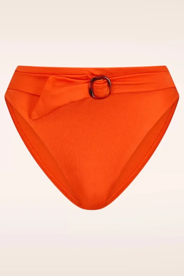 Satin High Waist Bikini Broekje In Oranje-Cyell Best Sale