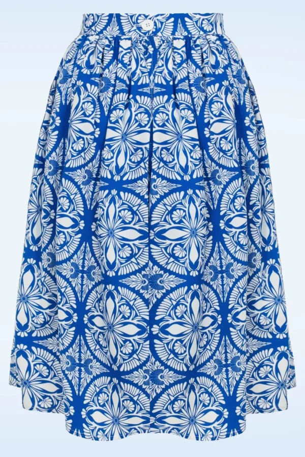 Sicily Swing Rok In Blauw En Wit-Bunny Hot