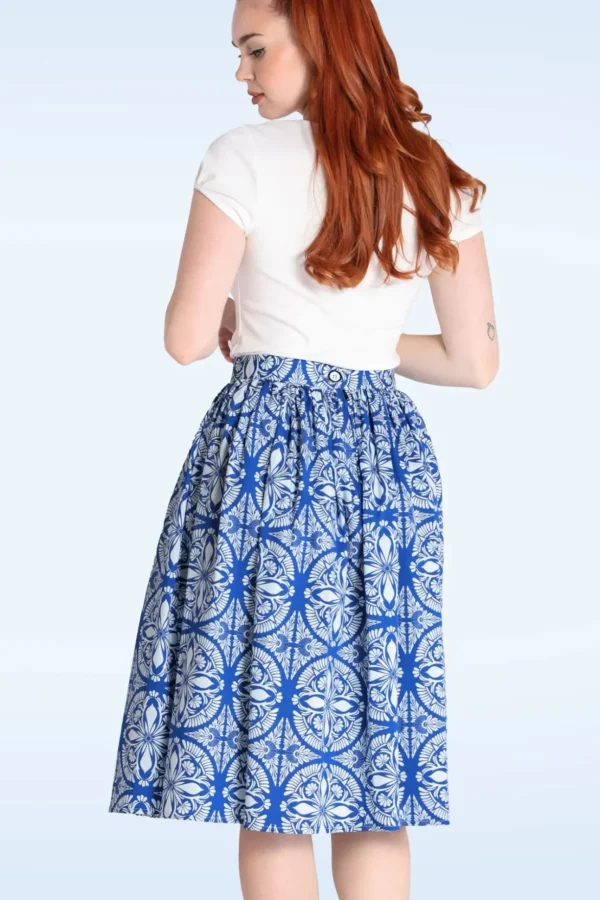 Sicily Swing Rok In Blauw En Wit-Bunny Hot