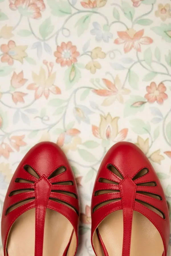 Singapore T-Strap Ballerina's Flats In Rood-Charlie Stone Best