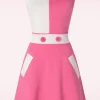 Sixties Contrast Jurk In Roze-Vixen Clearance