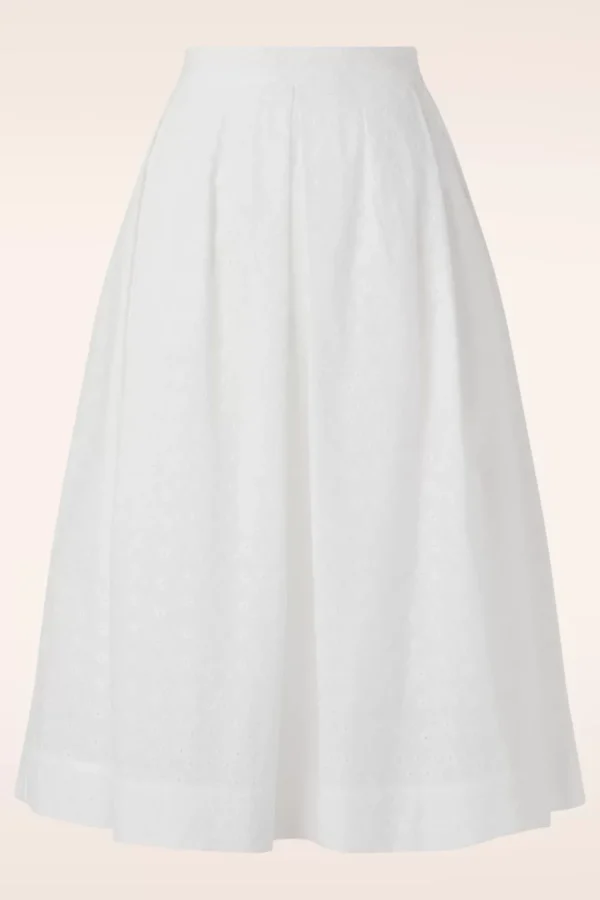 Suzette Rosa Broderie Anglaise Rok Met Plooien In Wit-King Louie Sale