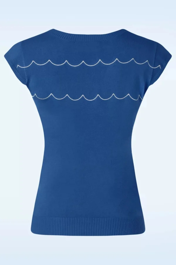 Swimming Fish Short Sleeve Trui In Blauw-Vixen Cheap