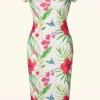 Tanya Tropical Pencil Jurk In Wit-Vintage Chic for Topvintage Flash Sale