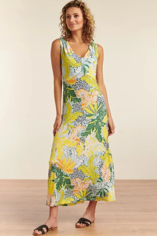 Tasia Tropische Maxi Jurk In Multi-Smashed Lemon Cheap