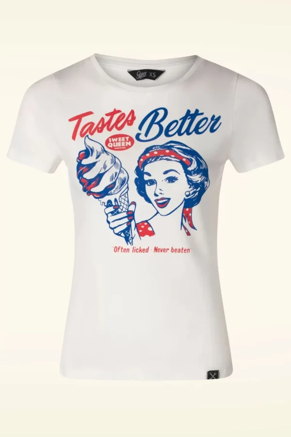 Tastes Better T-Shirt In Gebroken Wit-Queen Kerosin Cheap