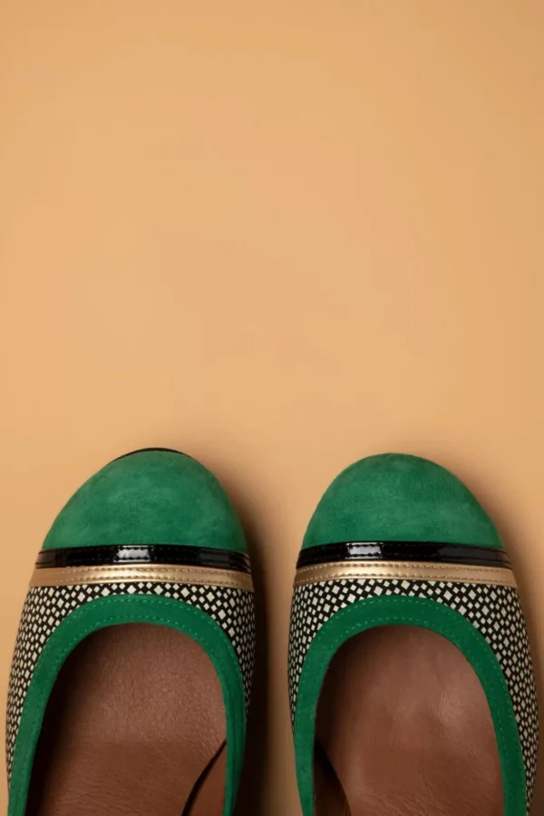 Tessy Suede Mary Jane Pumps In Groen En Zwart-Nemonic Cheap