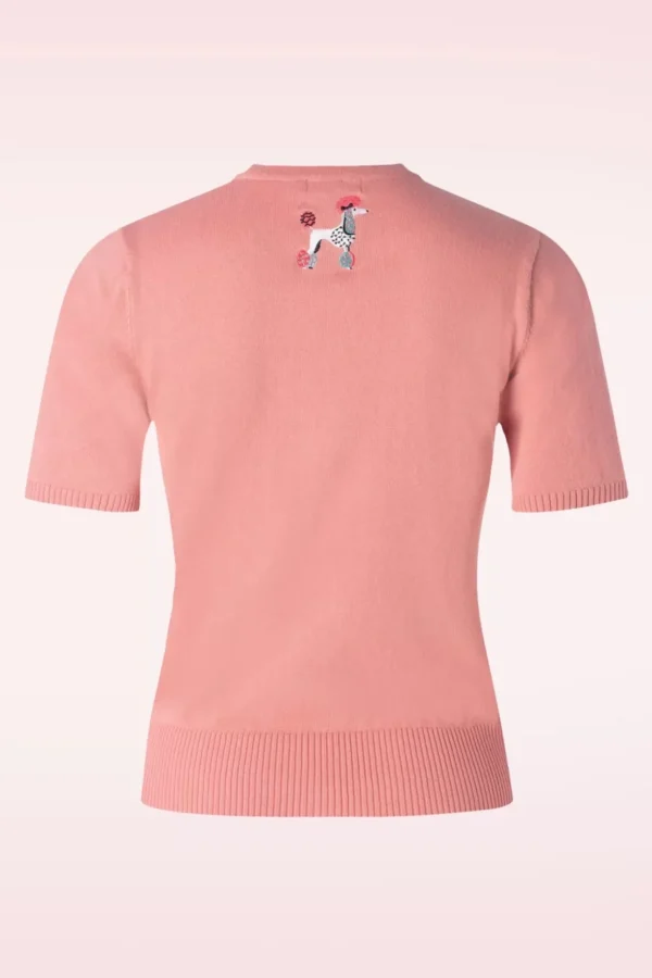 The Kissing Poodles Cardigan In Roze-Banned Retro Best Sale