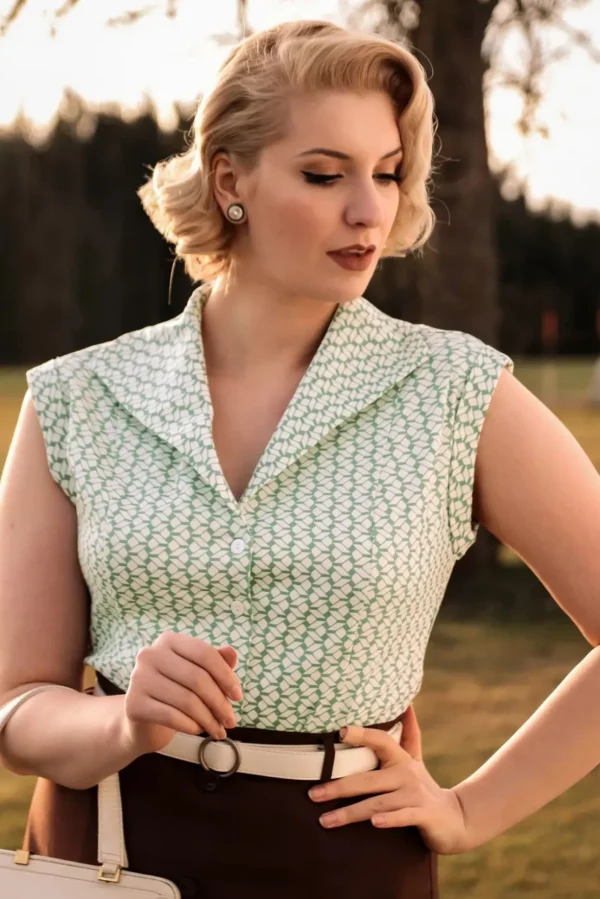 Tina Tile Blouse In Mintgroen-Banned Retro Best Sale