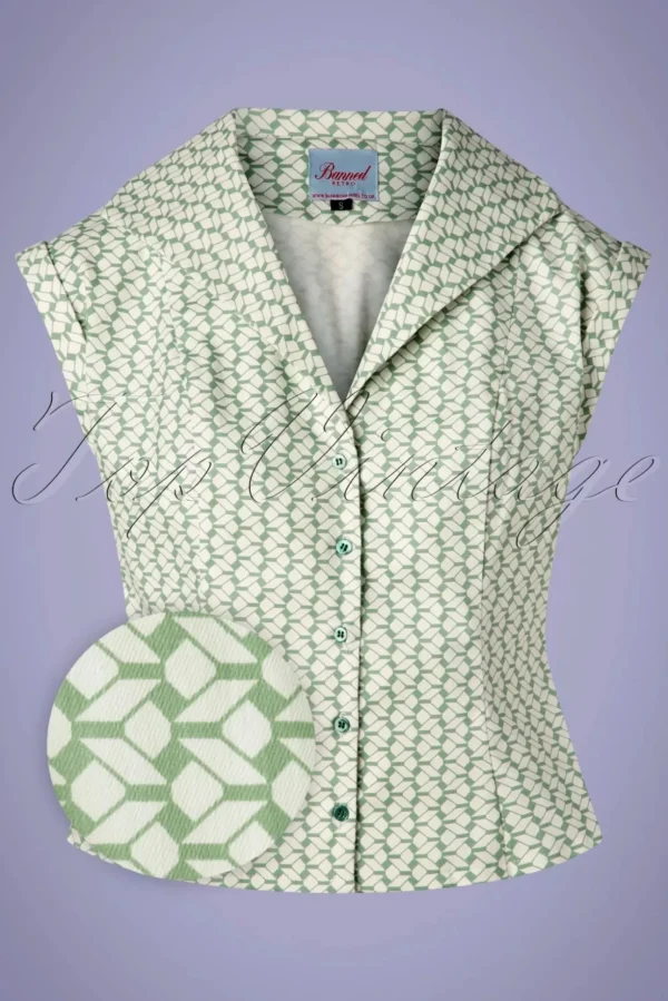 Tina Tile Blouse In Mintgroen-Banned Retro Best Sale