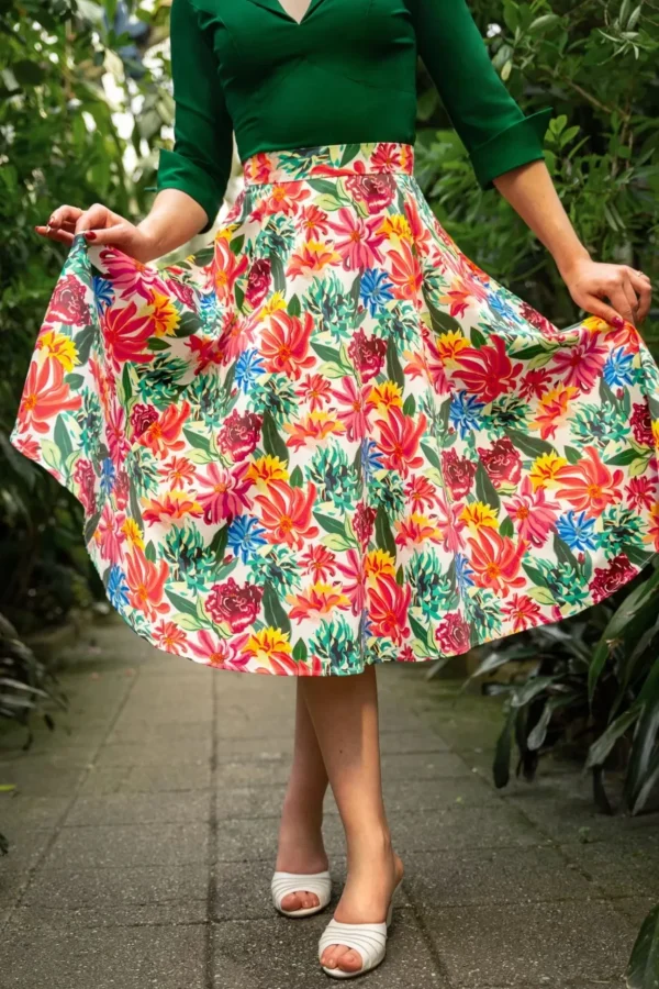 Topvintage Exclusief ~ Adriana Flower Swing Rok In Multi-Topvintage Boutique Collection Online