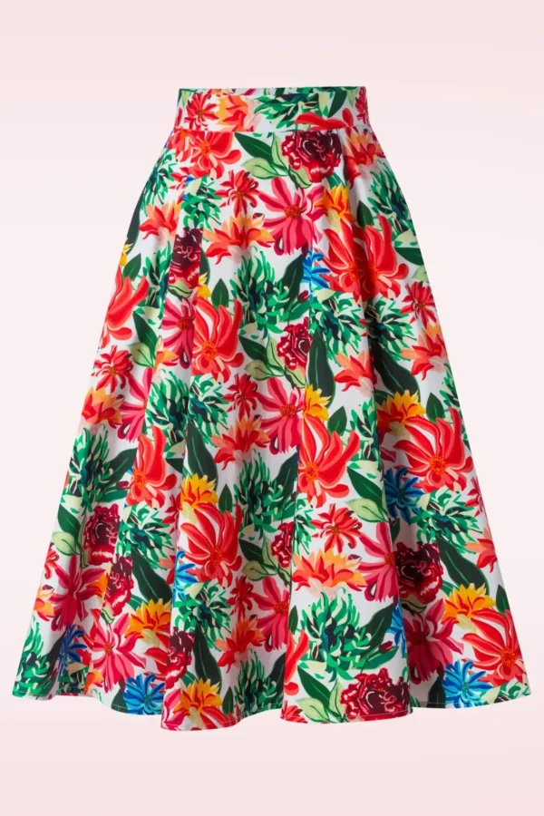 Topvintage Exclusief ~ Adriana Flower Swing Rok In Multi-Topvintage Boutique Collection Online