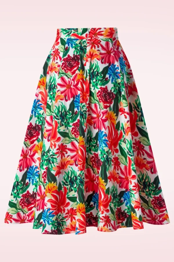 Topvintage Exclusief ~ Adriana Flower Swing Rok In Multi-Topvintage Boutique Collection Online