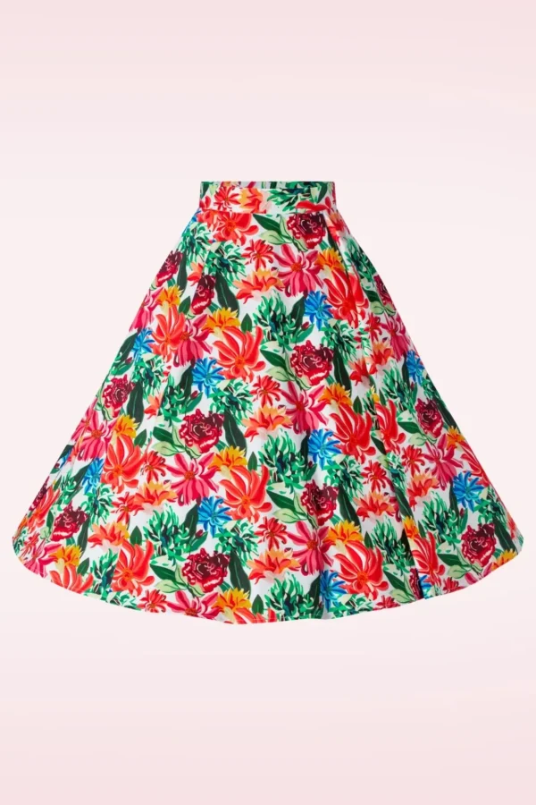 Topvintage Exclusief ~ Adriana Flower Swing Rok In Multi-Topvintage Boutique Collection Online