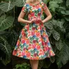 Topvintage Exclusive ~ Adriana Floral Swing Jurk Met Korte Mouwen In Multi-Topvintage Boutique Collection Outlet