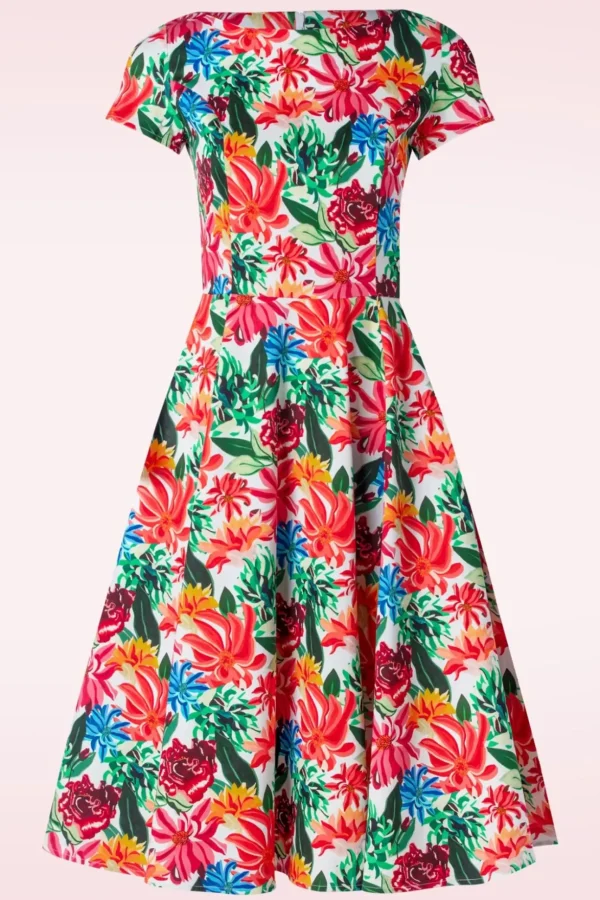 Topvintage Exclusive ~ Adriana Floral Swing Jurk Met Korte Mouwen In Multi-Topvintage Boutique Collection Outlet