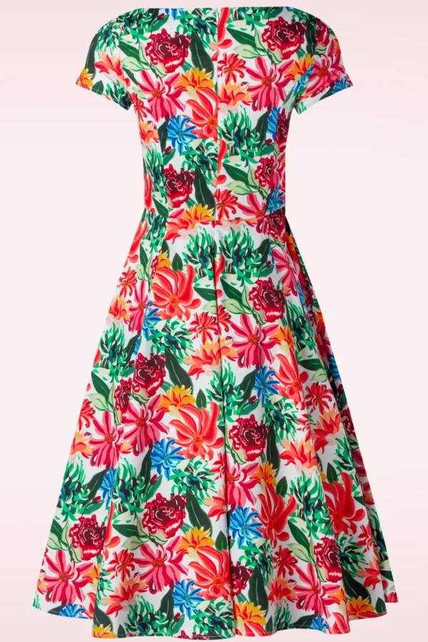 Topvintage Exclusive ~ Adriana Floral Swing Jurk Met Korte Mouwen In Multi-Topvintage Boutique Collection Outlet