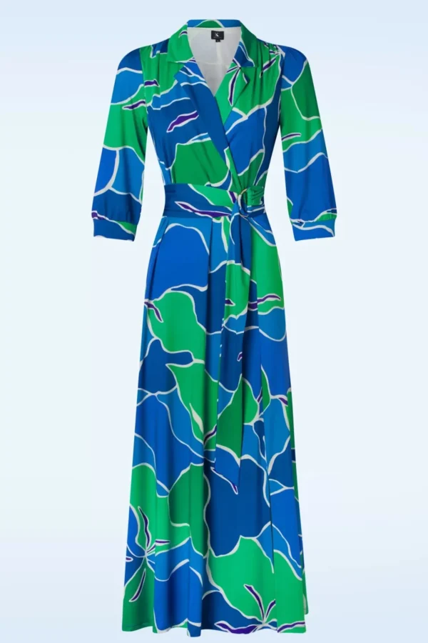 Vera Crossover Maxi Jurk In Blauw En Groen-K-Design Hot