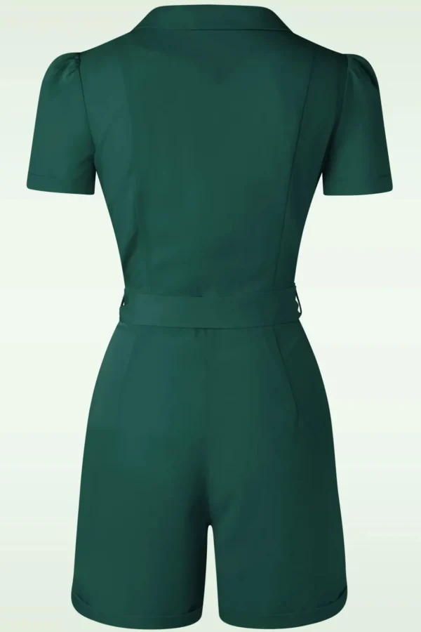 Viola Playsuit In Donker Groen-Banned Retro New