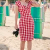 Virginia Penciljurk In Rood En Wit Gingham-Glamour Bunny Hot