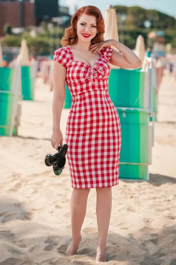 Virginia Penciljurk In Rood En Wit Gingham-Glamour Bunny Hot