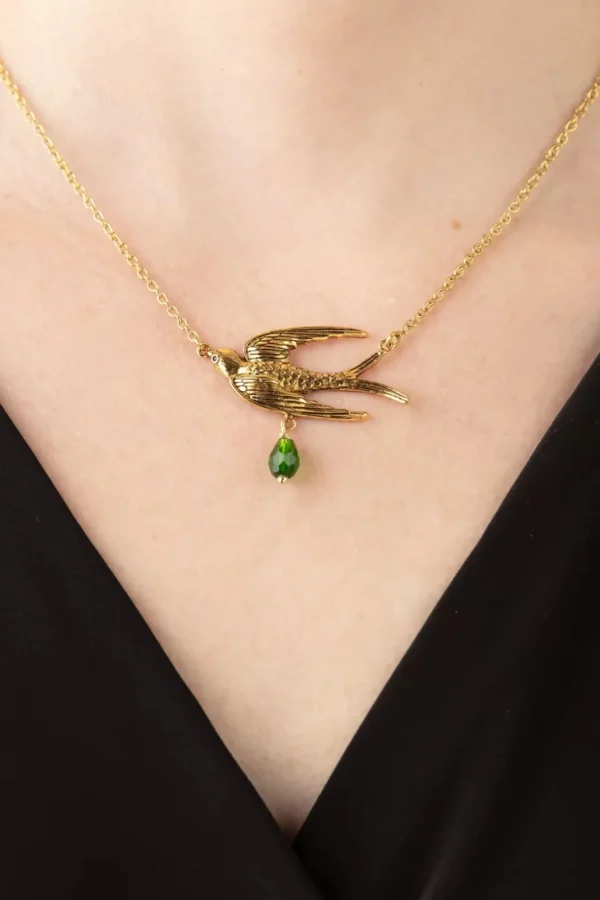 Vogel Ketting In Goud En Groen-Urban Hippies Clearance