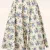 Wild Flower Swing Rok In Creme-Banned Retro New