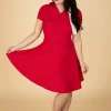 Wonder Fit And Flare Swing Jurk In Rood-Banned Retro New