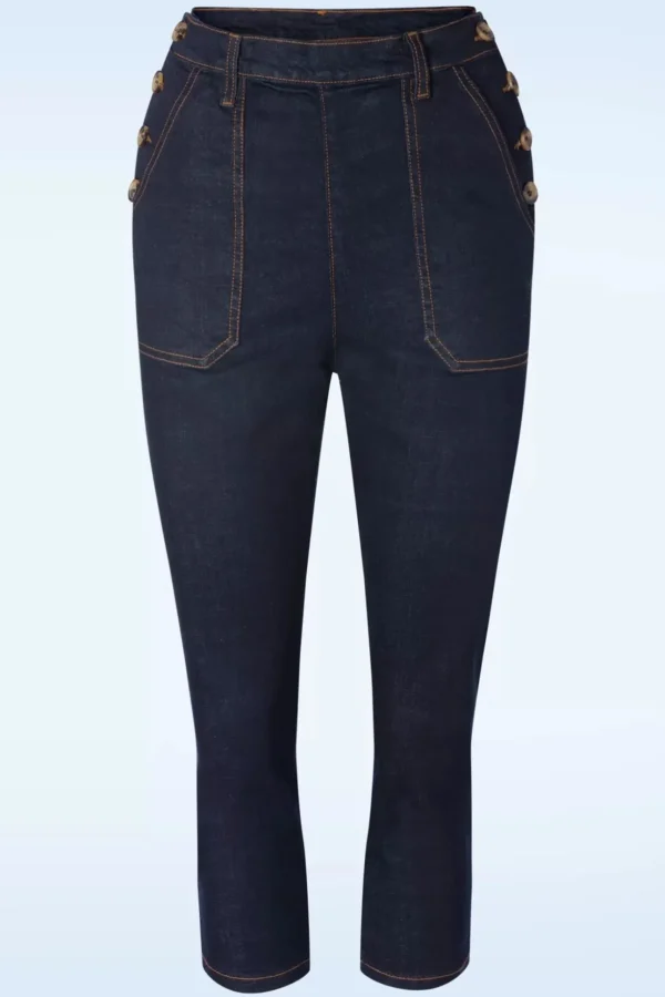 Workwear Capri Denim In Donkerblauwe Wassing-Queen Kerosin Clearance