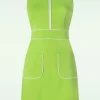 Zip Front Collared Sleeveless Jurk In Groen-Vixen Fashion